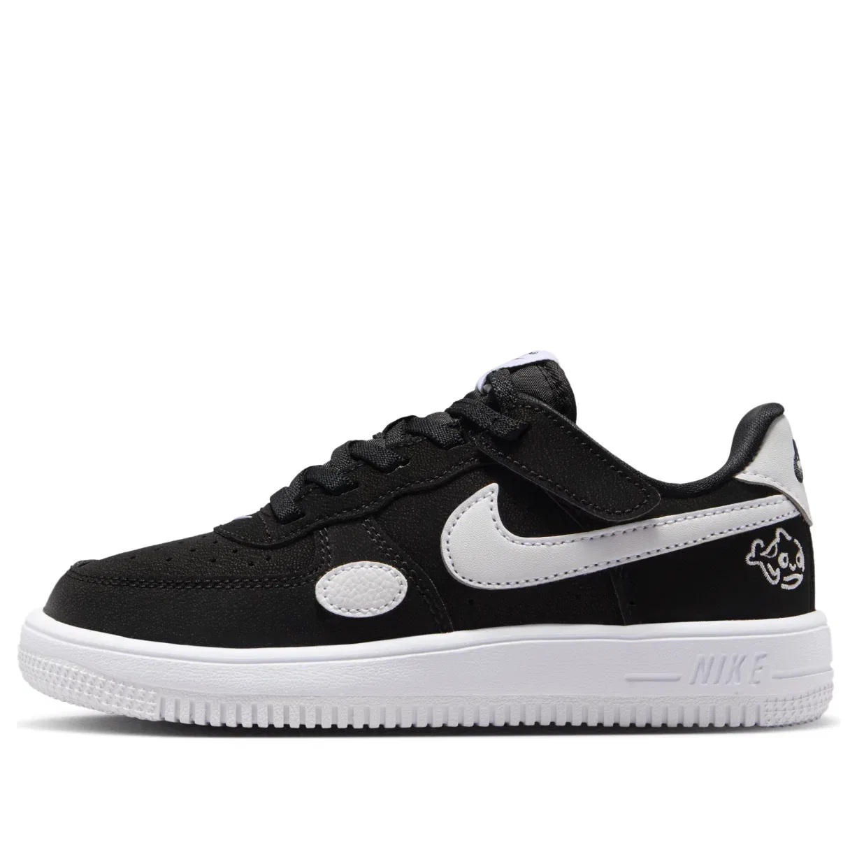Детские кроссовки с шнуровкой Nike Air Force 1 Low Black White, черный