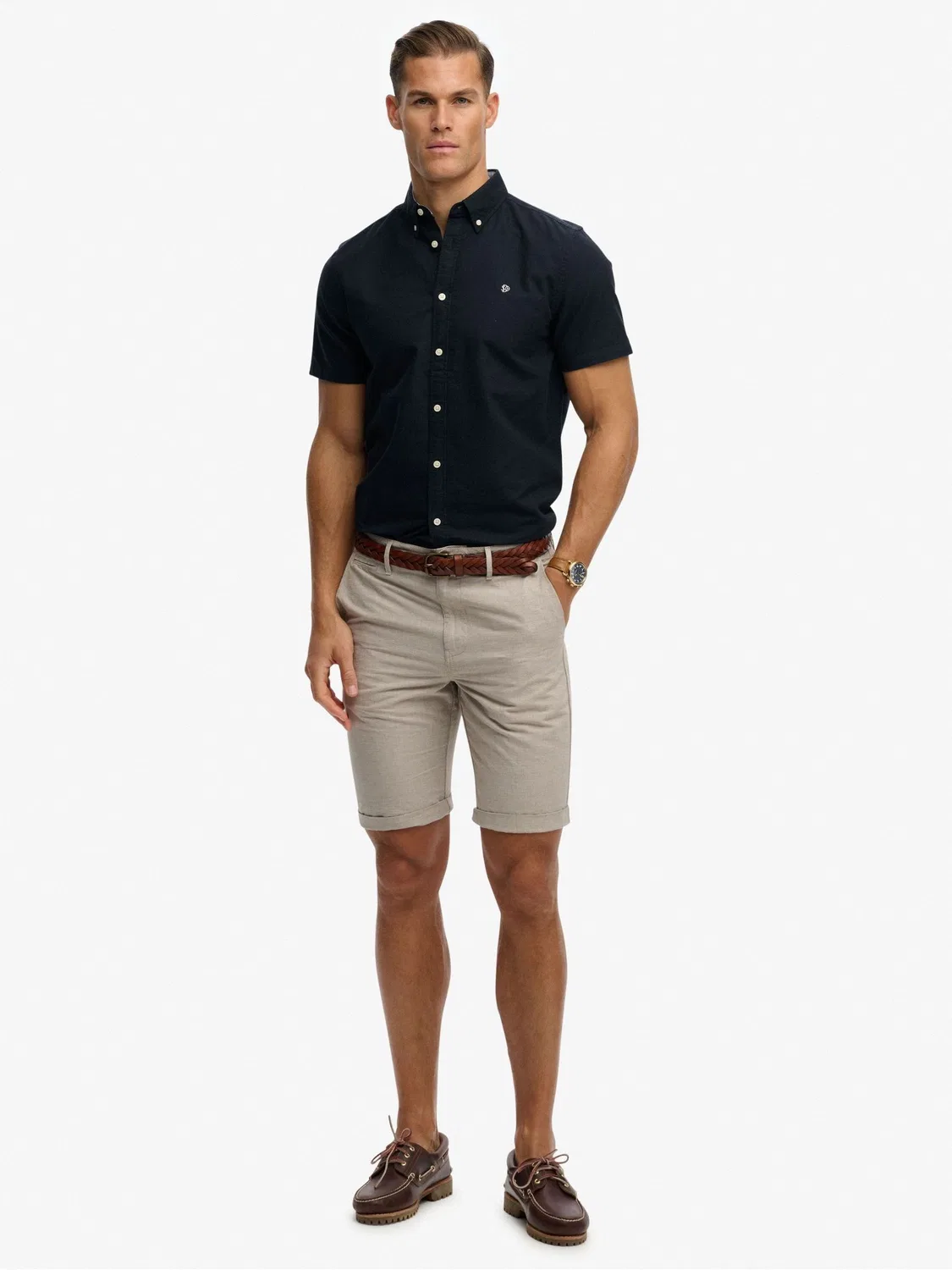 Рубашка Preppy Oxford с коротким рукавом Superdry, темно-синий — фото 4