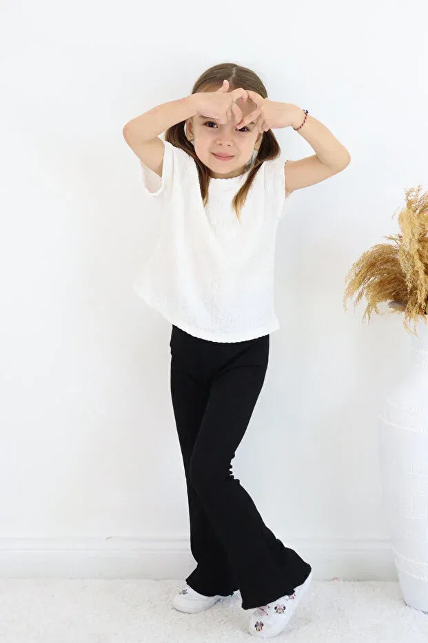 Детские леггинсы для девочек хлопковые с длинным рукавом Fesshera Kids, Black — фото 3