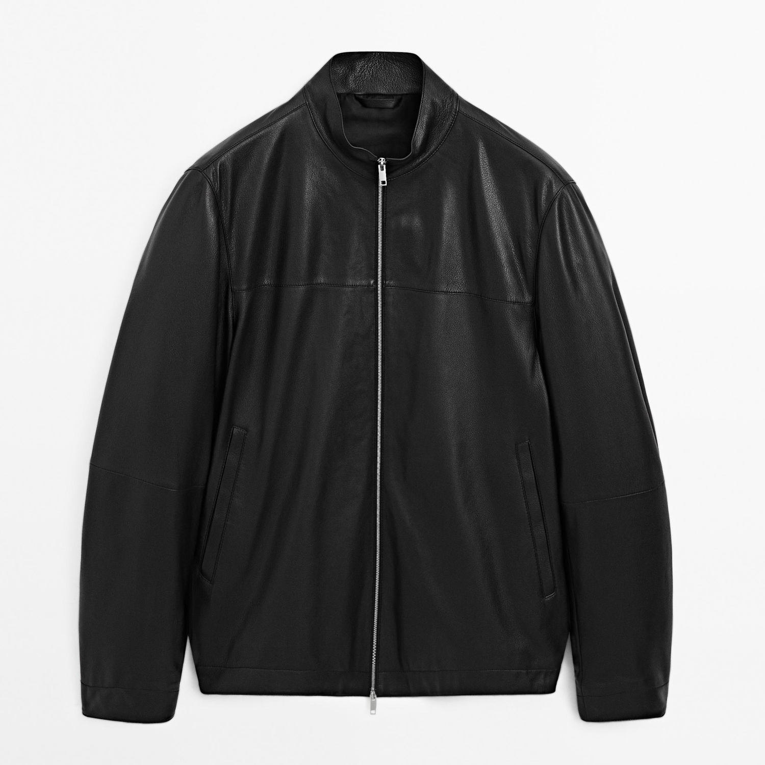 Кожаная куртка Massimo Dutti Nappa Sheepskin, черный