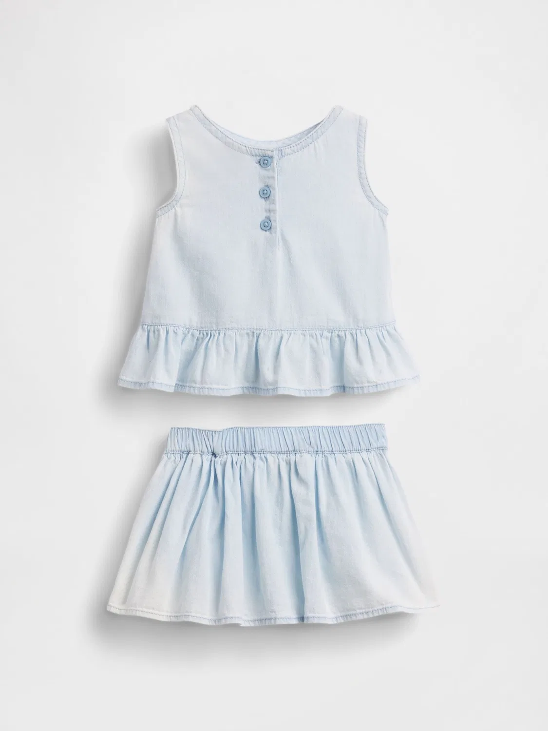 Комплект из джинсовой безрукавки и юбки Gap Blue Denim Bow, голубой — фото 2
