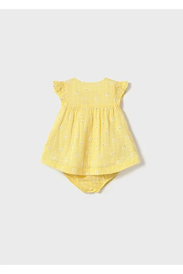 Детское платье для девочек с принтом Newborn girl floral printed dress with bow detail Mayoral, Yellow