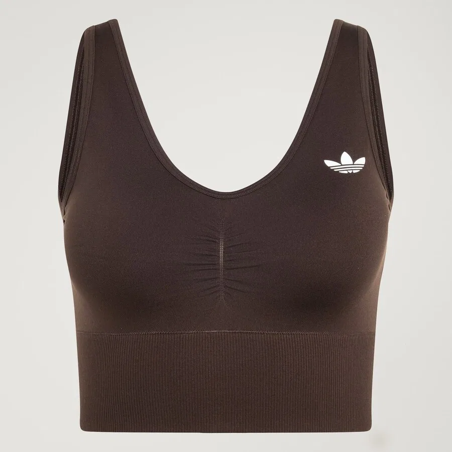 Спортивный бюстгальтер-бралетт ADIDAS ORIGINALS 'Essentials' шоколадного цвета — фото 4