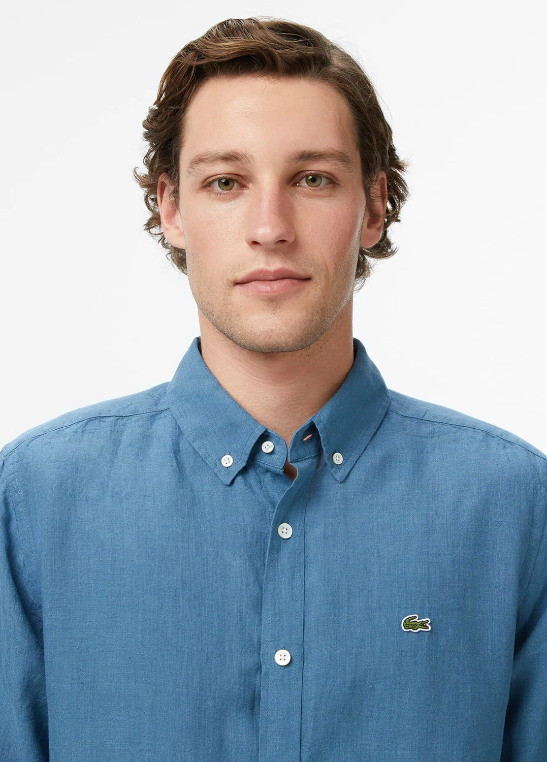 Рубашка Lacoste Mavi Keten Düğmeli Regular Fit, синяя — фото 4