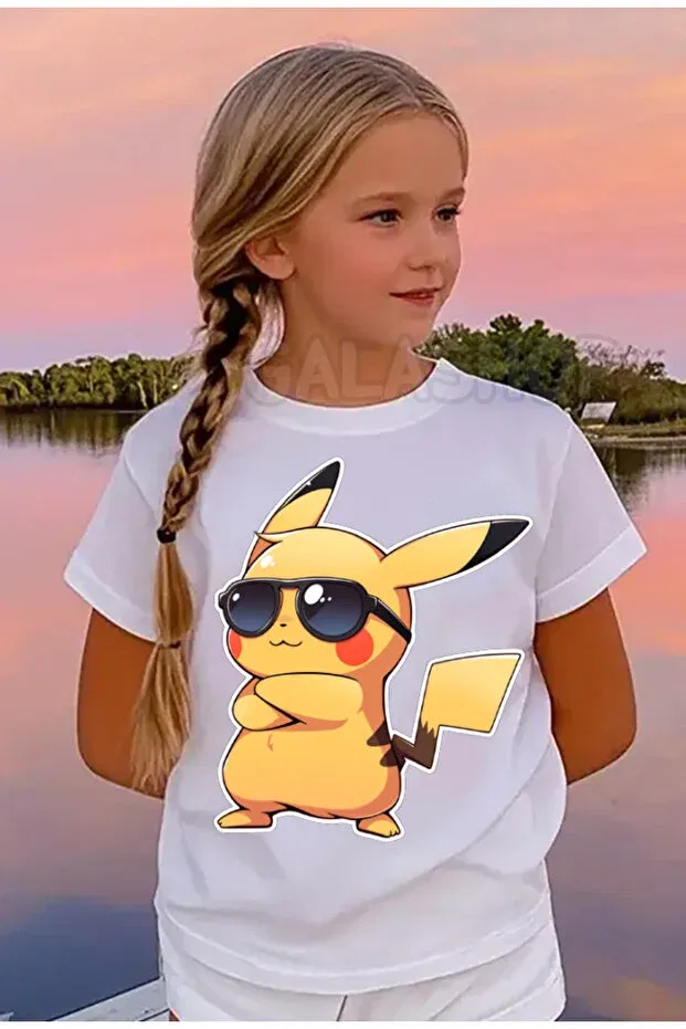Детская футболка для мальчиков хлопковая Pokemon pikacu Galashop, White