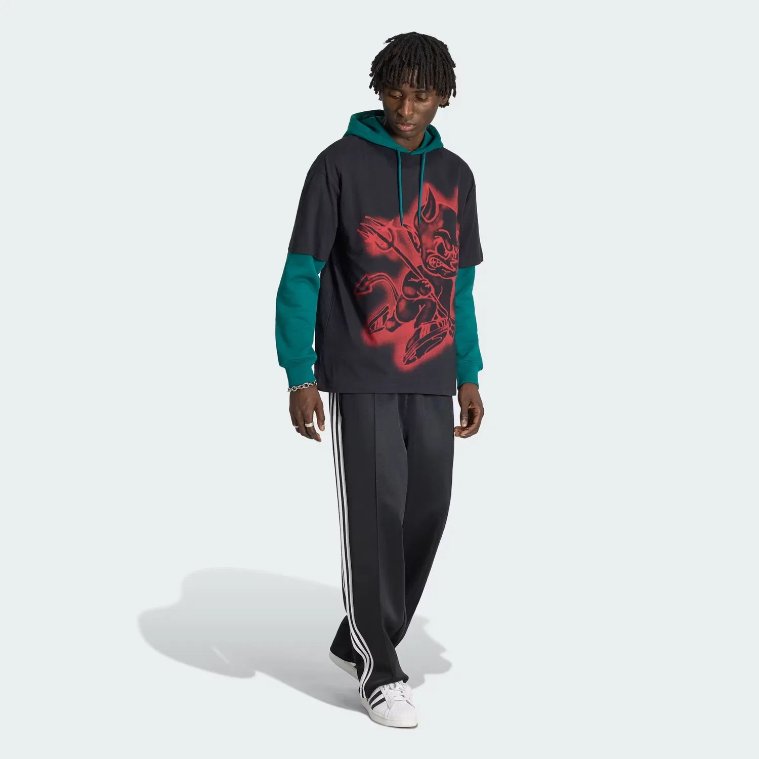 Мужская футболка свободного кроя Airbrush Tee Adidas Originals, черный — фото 3