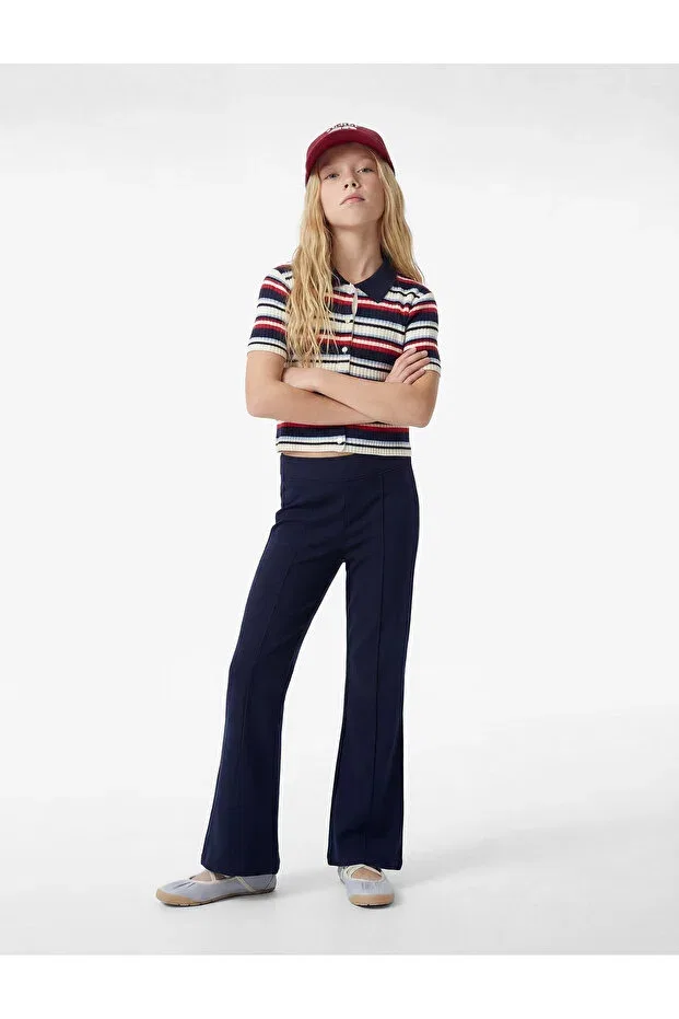 Детские брюки для девочек зауженные клеш Koton, Navy Blue — фото 2