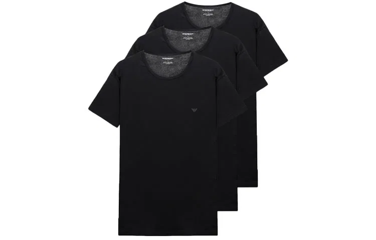Мужская футболка с коротким рукавом, комплект из 3 штук, EMPORIO ARMANI, Black