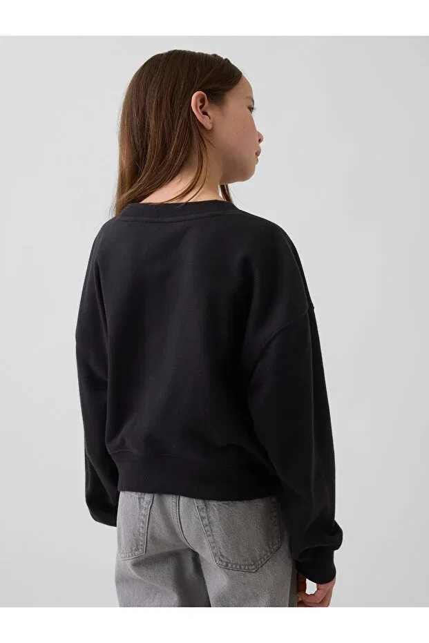 Детские свитшот для девочек хлопковый Gap, Black-000 — фото 3