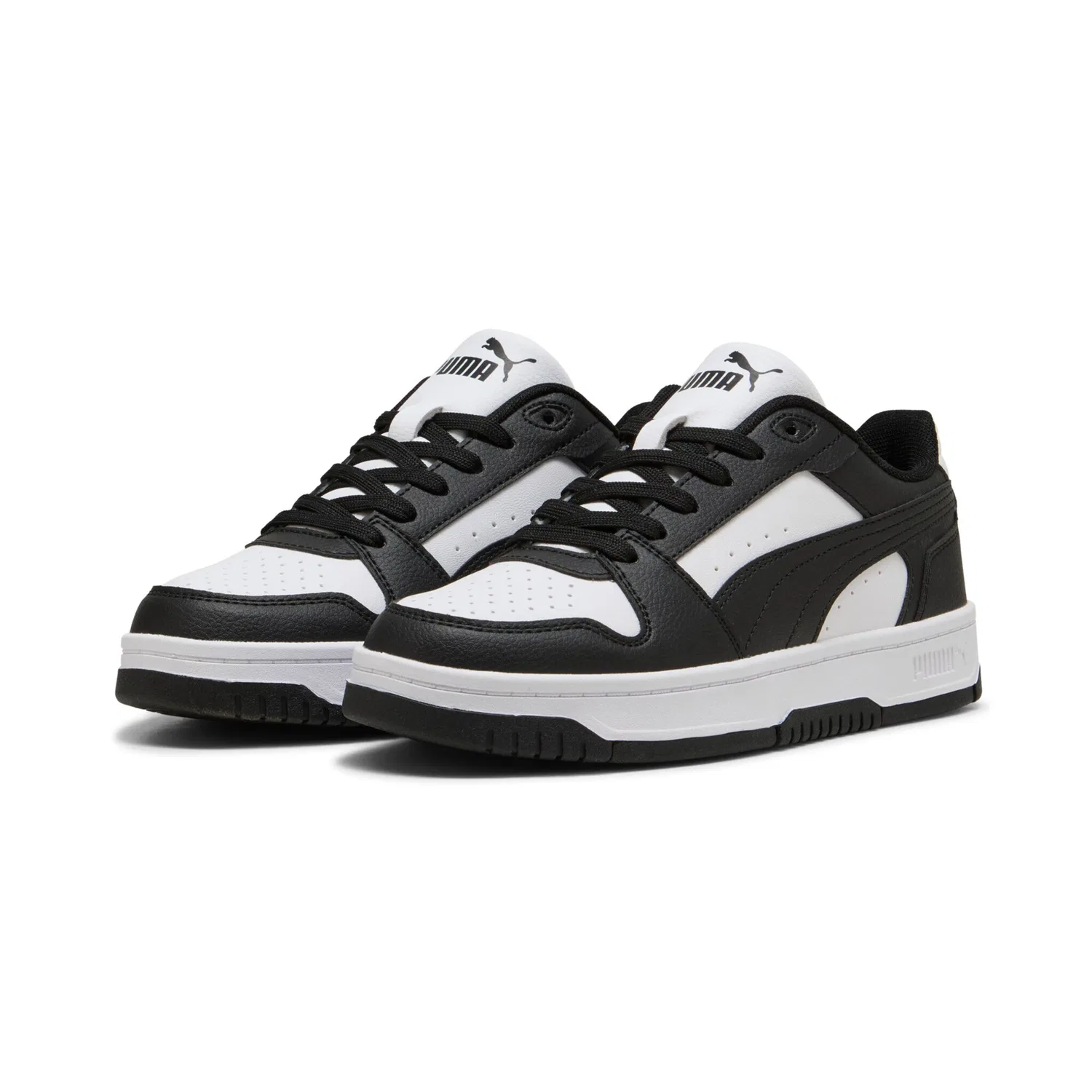 Детские низкие кроссовки на шнуровке PUMA, White/Black