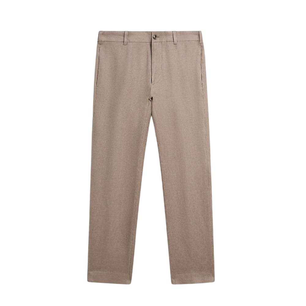 Брюки Massimo Dutti Tapered Fit Linen,  серо-коричневый