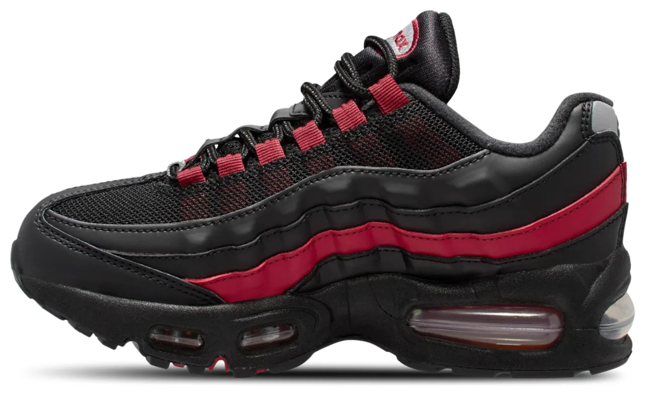 Кроссовки для мальчиков Air Max 95 BB Leather Nike, цвет Black/Wolf Grey/Crimson — фото 2