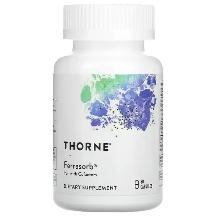 

Железо с кофакторами Thorne Research Ferrasorb, 60 капсул