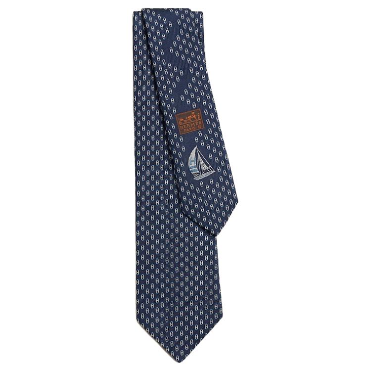 

HERMES Мужской галстук из шелка тутового шелкопряда темно-синий, Dark Blue