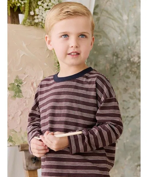 Детская футболка с длинным рукавомиз слабкоттона Regal Stripe JAMIE KAY, Brown