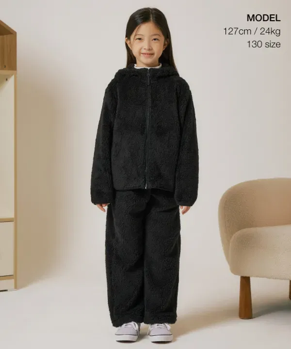 Тренировочные штаны из флиса, свободные, Musinsa Standard Kids, черный — фото 2