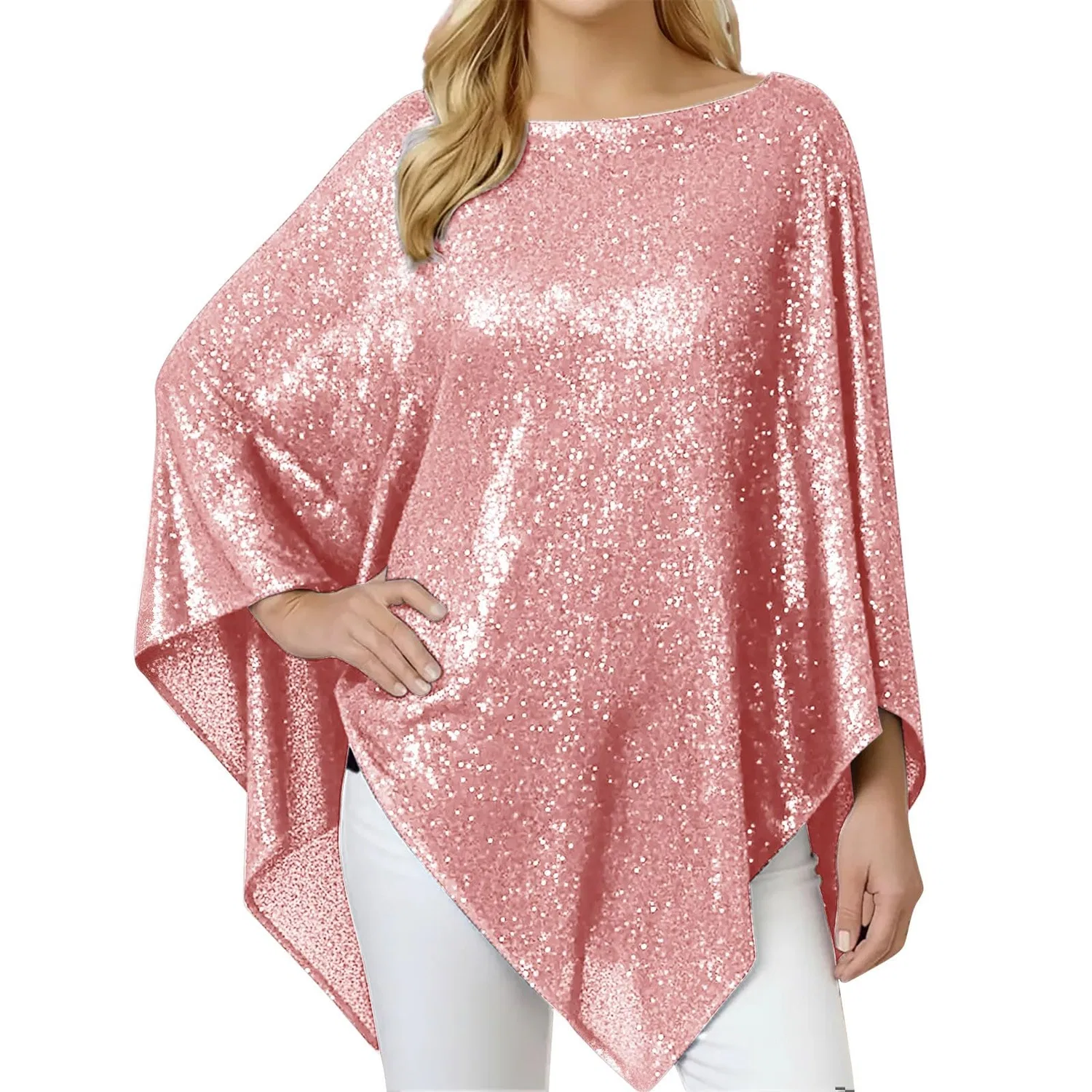 Женская блузка-туника с асимметричным низом, с принтом, с рукавом 3/4, Gold Foil Print, Pink
