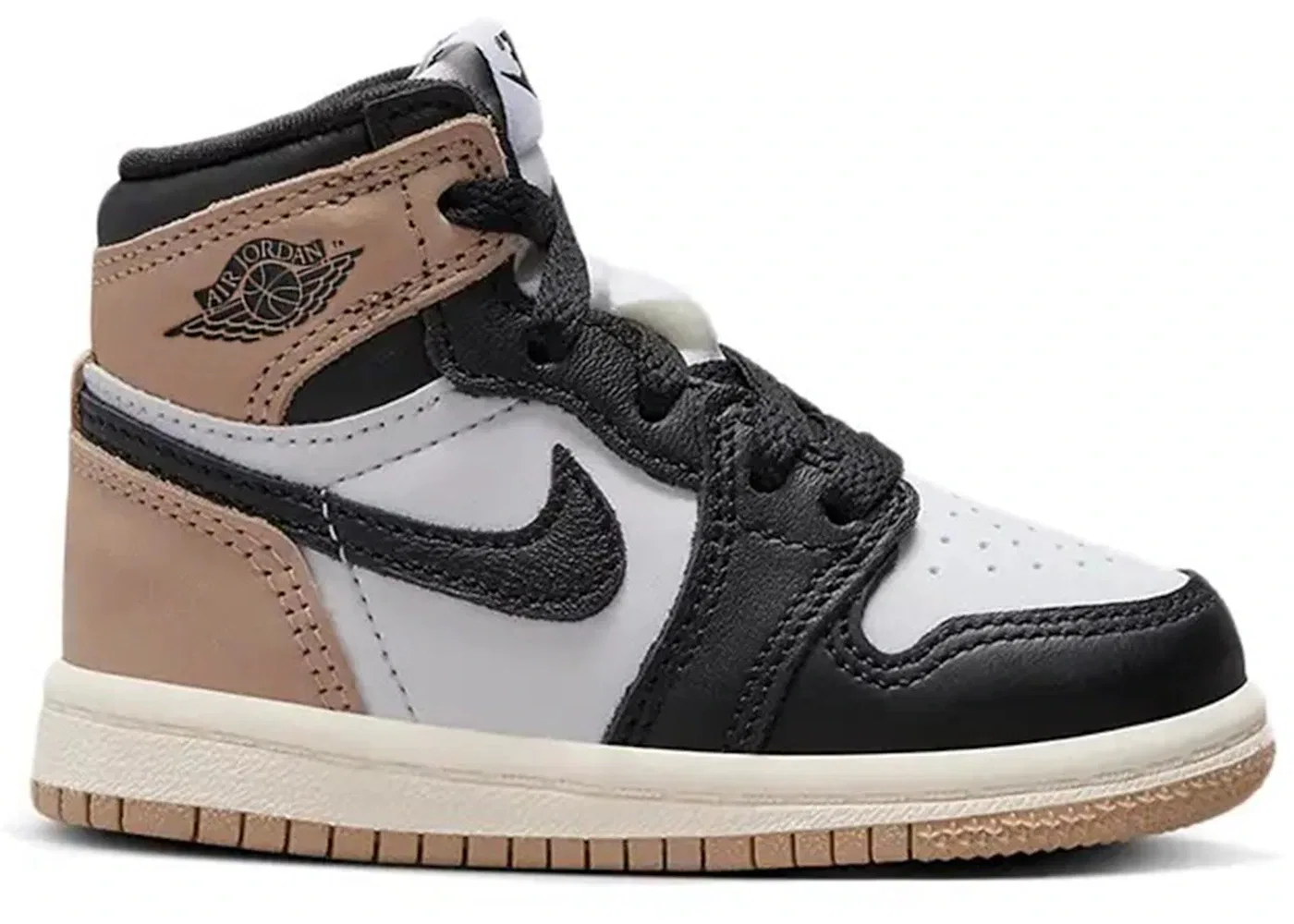 Детские кроссовки высокие с принтом Jordan 1 Retro High OG Jordan, Black/Legend Medium Brown/White/Sail