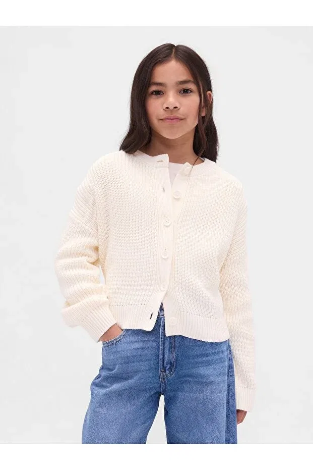 Детский кардиган для девочек оверсайз Gap, Off White-000