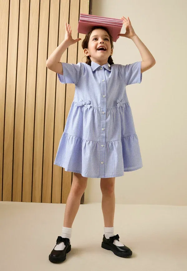 Платье рубашка клетчатая Shirt dress Next, синий — фото 2