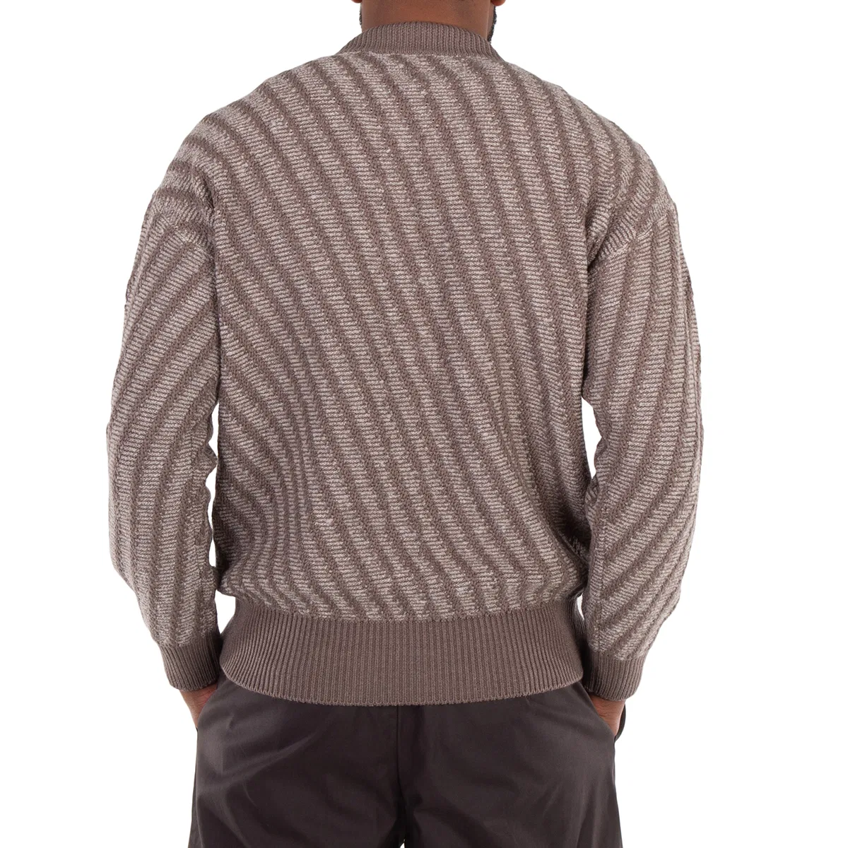 Свитер с круглым вырезом и жаккардовым узором Emporio Armani, Beige — фото 4