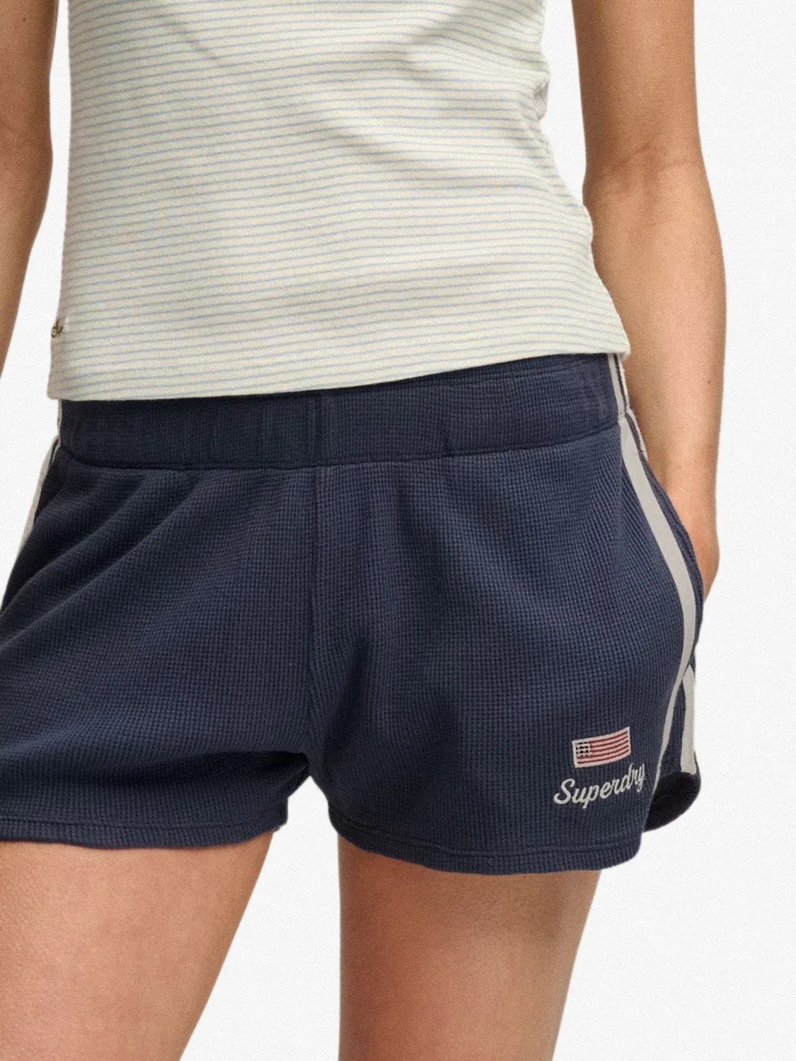 Шорты Athletic Essentials Waffle Retro Superdry, темно-синий