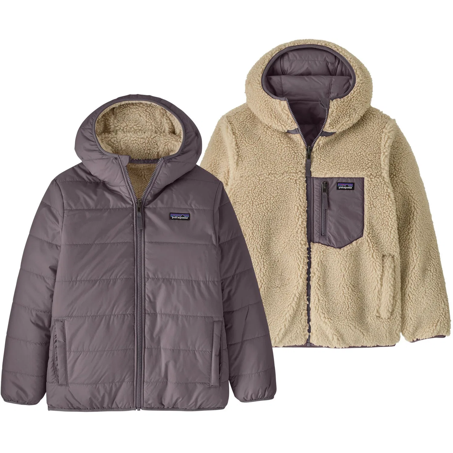 Детский утепленный двусторонний худи Reversible Ready Freddy Patagonia, серый