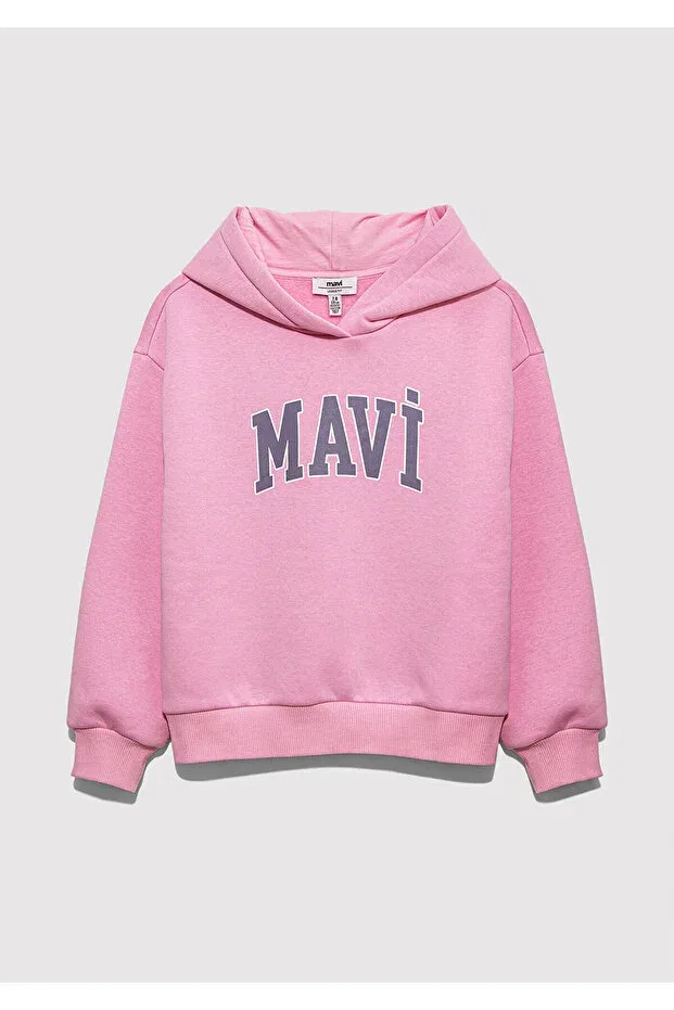 Детская толстовка с капюшоном с принтом Mavi, Pink — фото 2