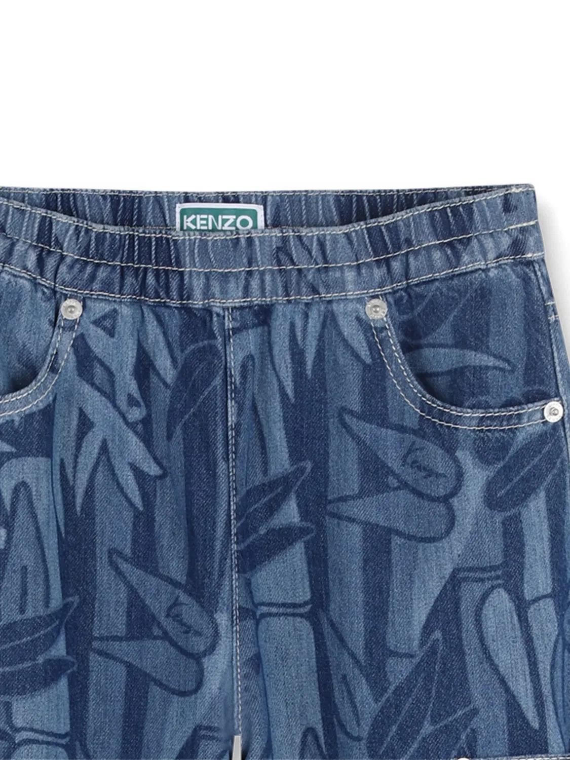 Штаны с принтом бамбука Kenzo, синий — фото 2