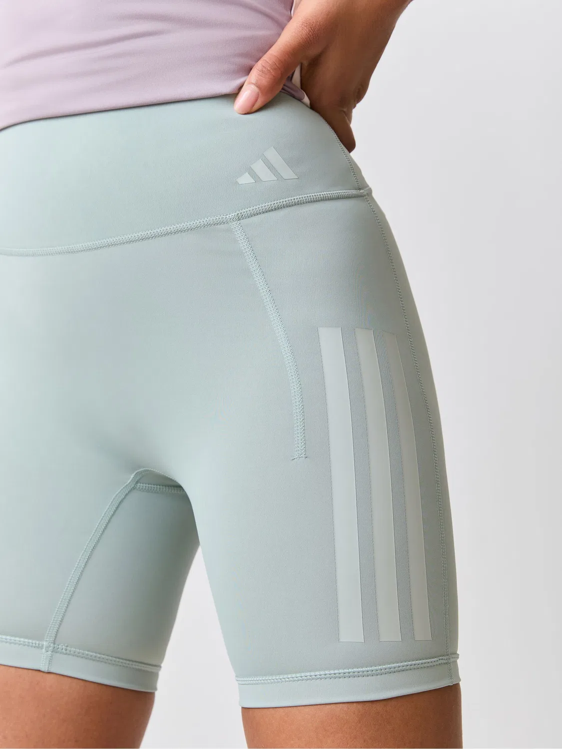 Леггинсы Optime Workout 3-Stripes Short adidas, Light Blue Denim — фото 4