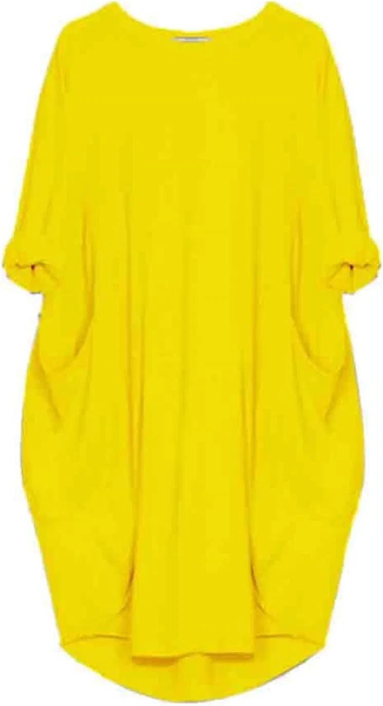 Женское свободное платье-футболка оверсайз, Yellow