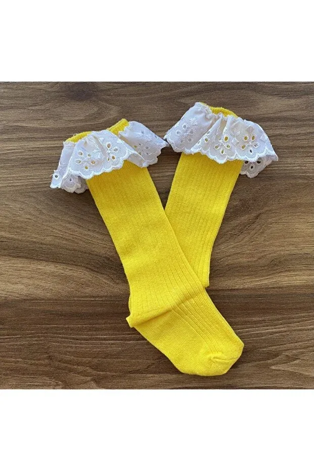 Детские гольфы для девочек кружевные Cherub, Yellow
