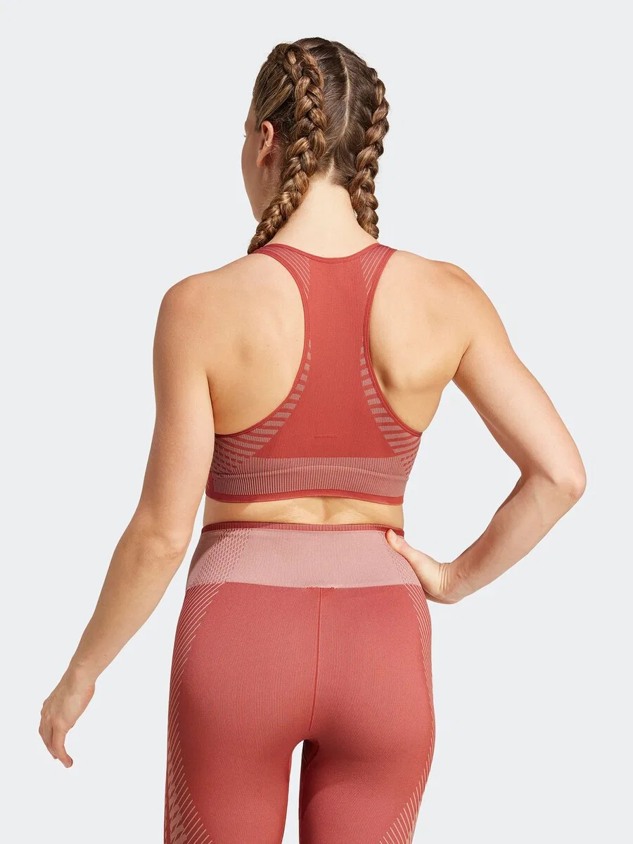 Спортивный бюстгальтер ADIDAS PERFORMANCE Bralette 'AEROKNIT Training Light Support' в цвете "ржаво-красный" — фото 4
