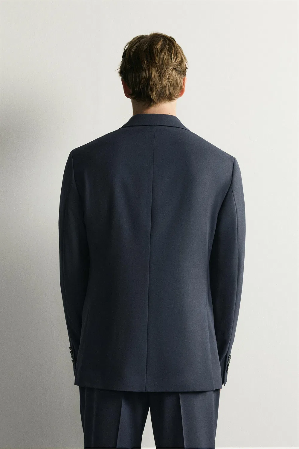 Блейзер из шерстяной смеси, стандартного кроя. ZARA, Navy blue — фото 3