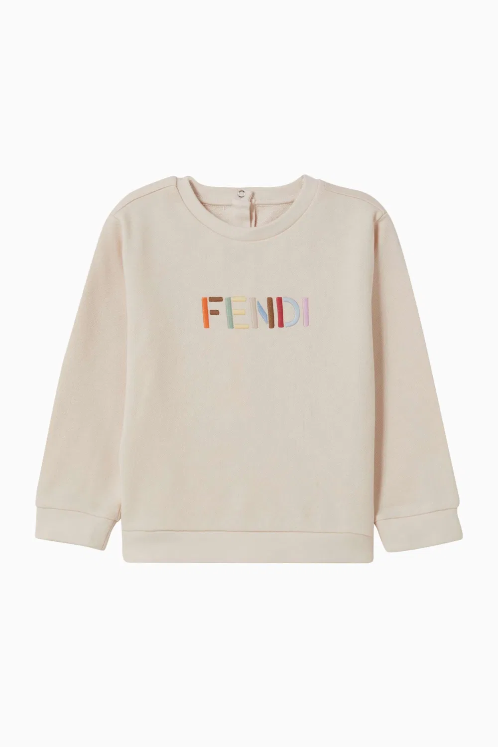Свитшот с вышитым логотипом из хлопкового флиса Fendi, нейтральный