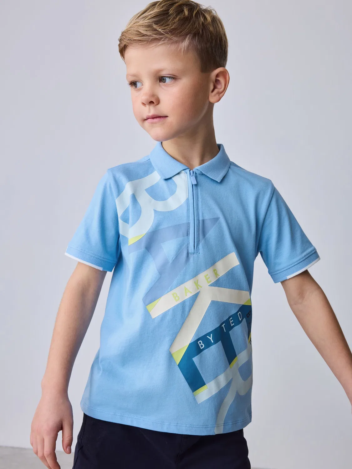 Поло Baker by Ted Baker, синий с принтом — фото 3