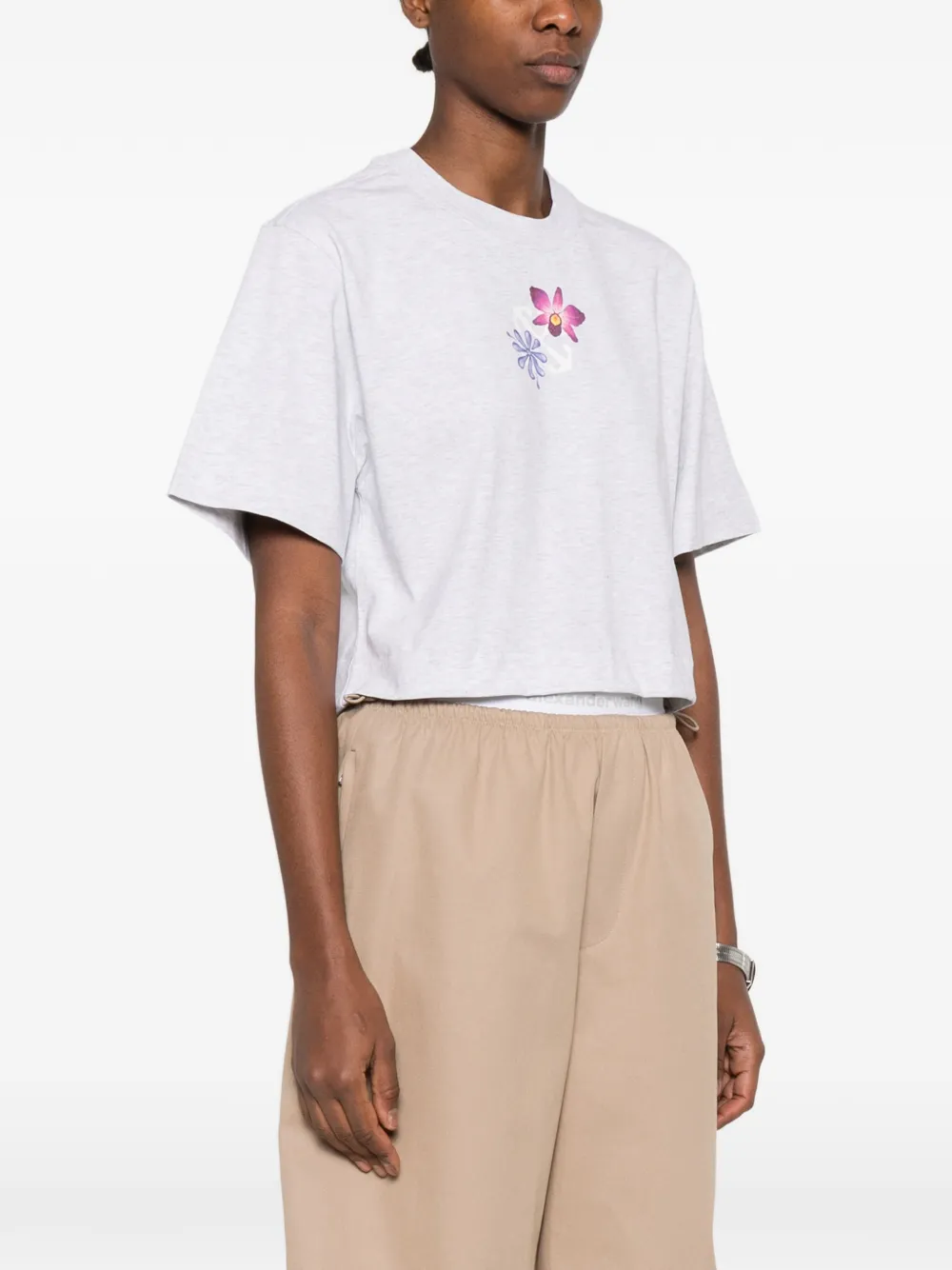 Футболка с цветочным принтом Off-White, серый — фото 3