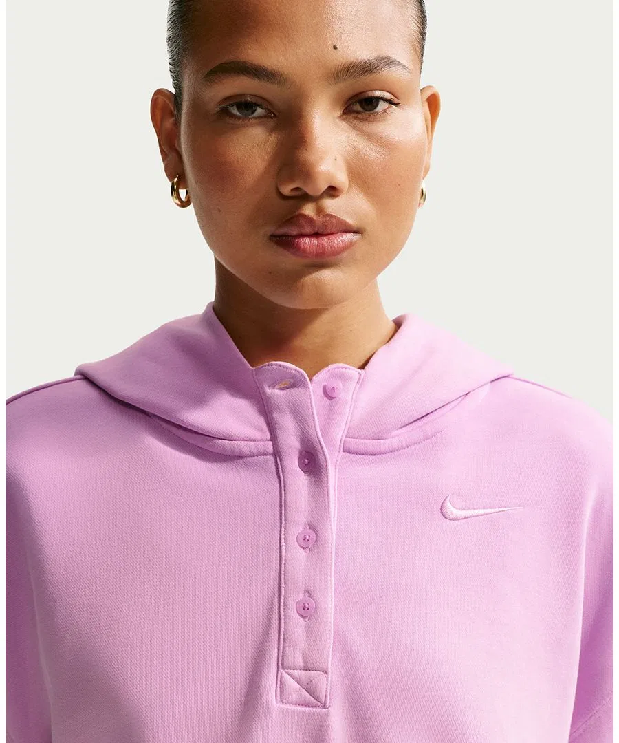 Женская спортивная толстовка Phoenix Flee Oversized Henley Hoodie Nike, Pink Foam/Lt Magenta/Lt Magenta — фото 4