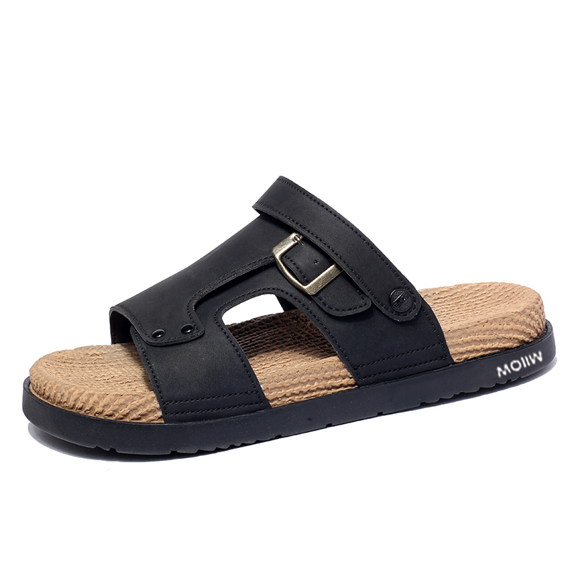 

MIIOW Пляжные сандалии мужские желто-коричневые/экрю/черные, цвет Black