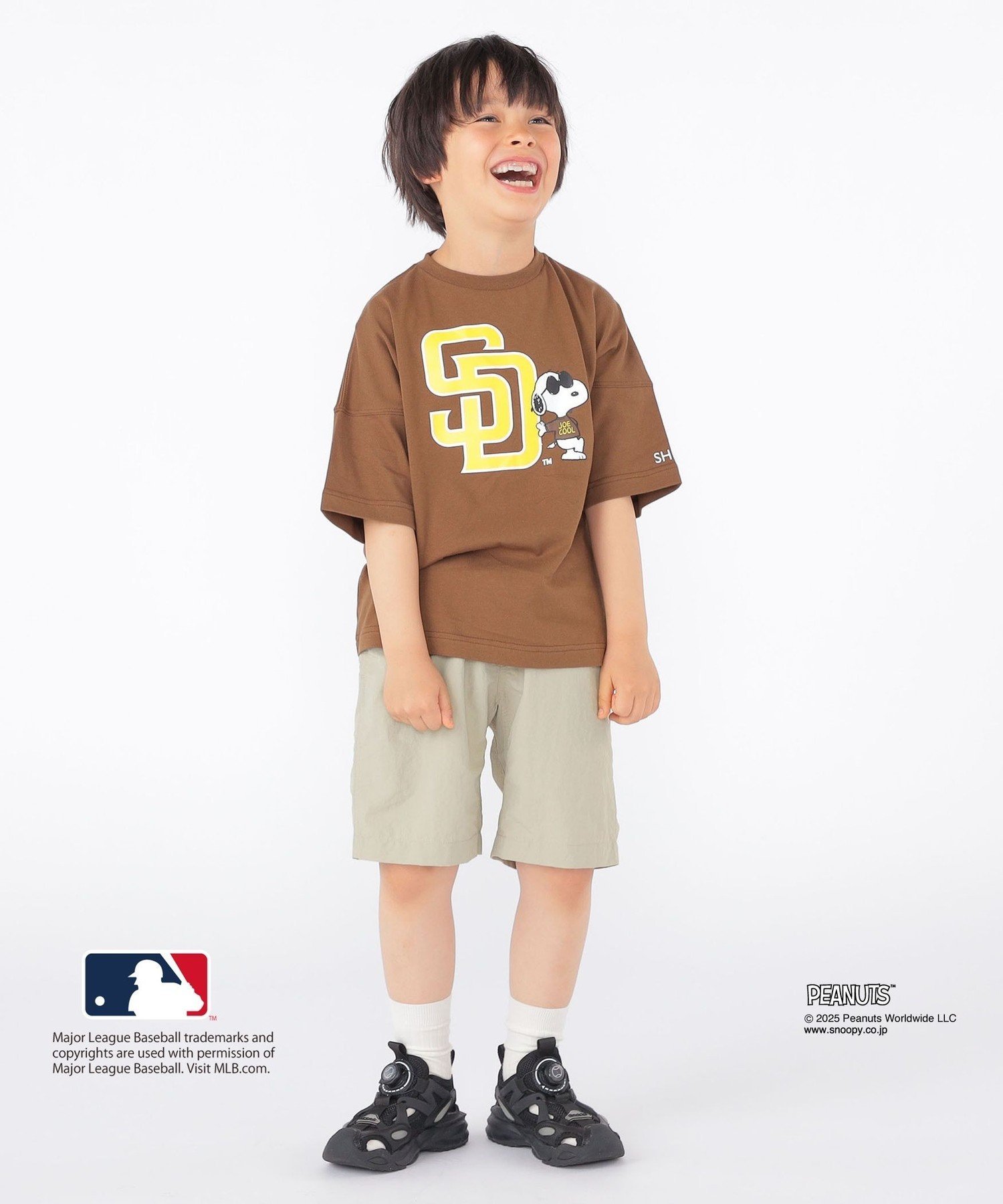 Детская футболка с принтом PEANUTS*MLB (100~125 см) SHIPS KIDS, Brown — фото 3