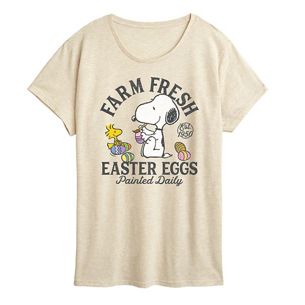 

Футболка с принтом Women's peanuts farm fresh easter eggs painted daily Licensed Character, Beige, Бежевый, Футболка с принтом Women's peanuts farm fresh easter eggs painted daily Licensed Character, Beige