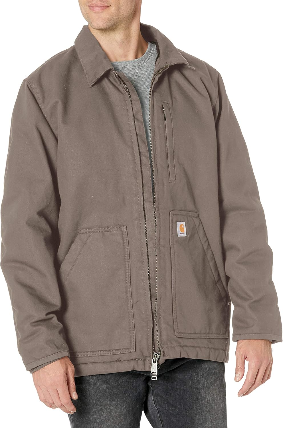 

Мужская куртка свободного кроя Carhartt из стираной утки с подкладкой из шерпы, Driftwood