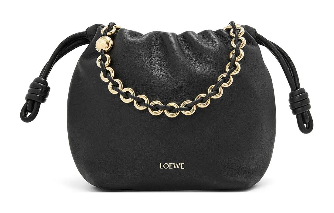 

LOEWE Фламенко Наппа Кожаный Однорукий Наплечный Клатч Мини Женский Черный