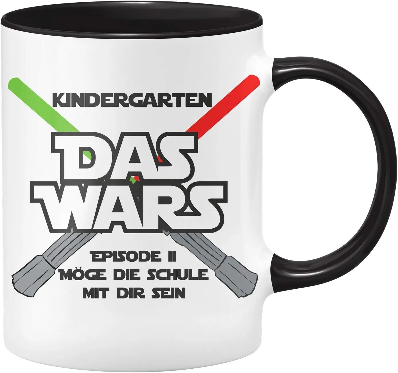 Кружка "Первый день в школе" – детский сад, серия DAS WARS, эпизод 2, "Да пребудет с тобой школа" – подарок на первый день в школе, для мальчиков (Black) Tassenbrennerei