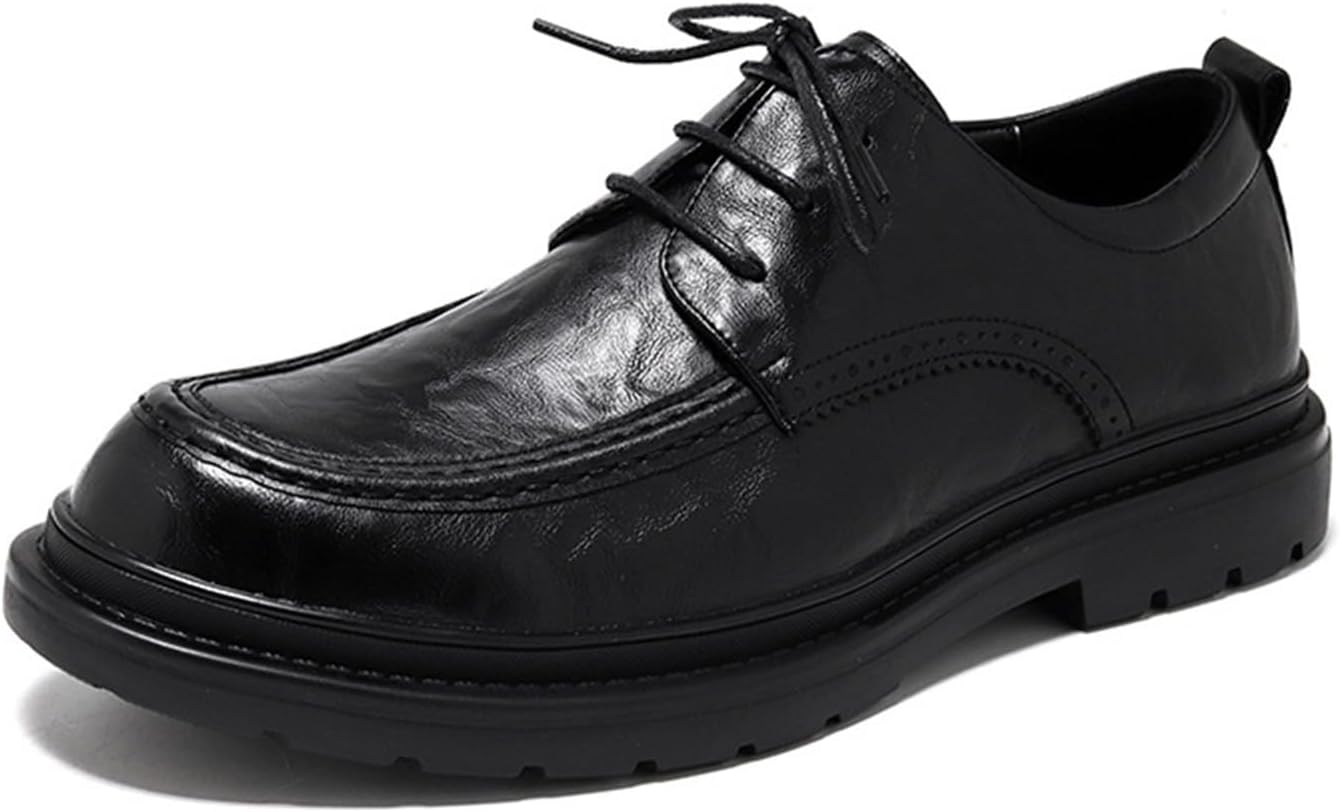

Мужские оксфорды, удобные деловые повседневные туфли-дерби, формальные кроссовки на платформе, кожаные туфли для свадьбы, работы и офиса Generic, черный