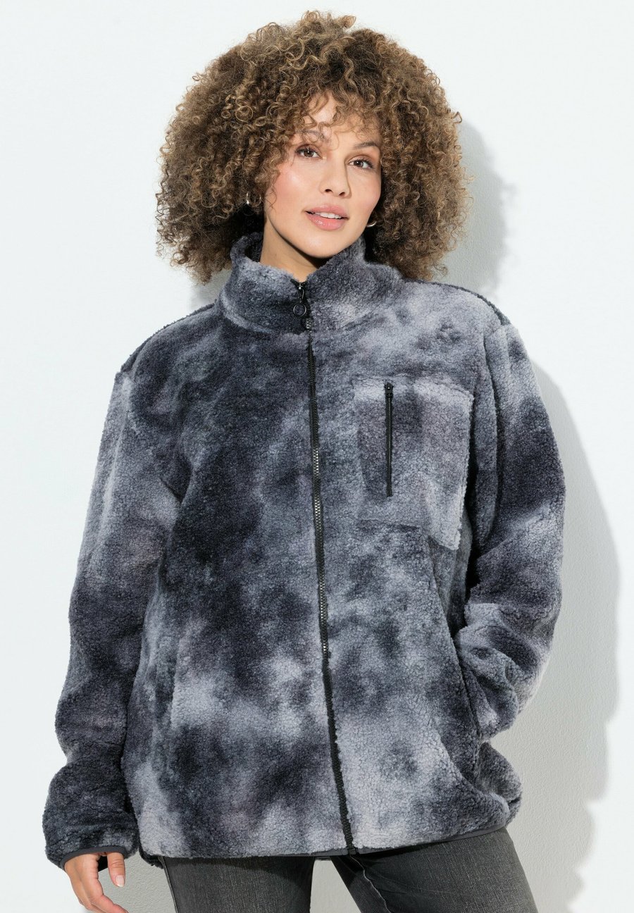 

Флисовая куртка Ulla Popken STEHKRAGEN ELASTISCHE KANTEN KUSCHELWEICH, Graphite Grey/Grey