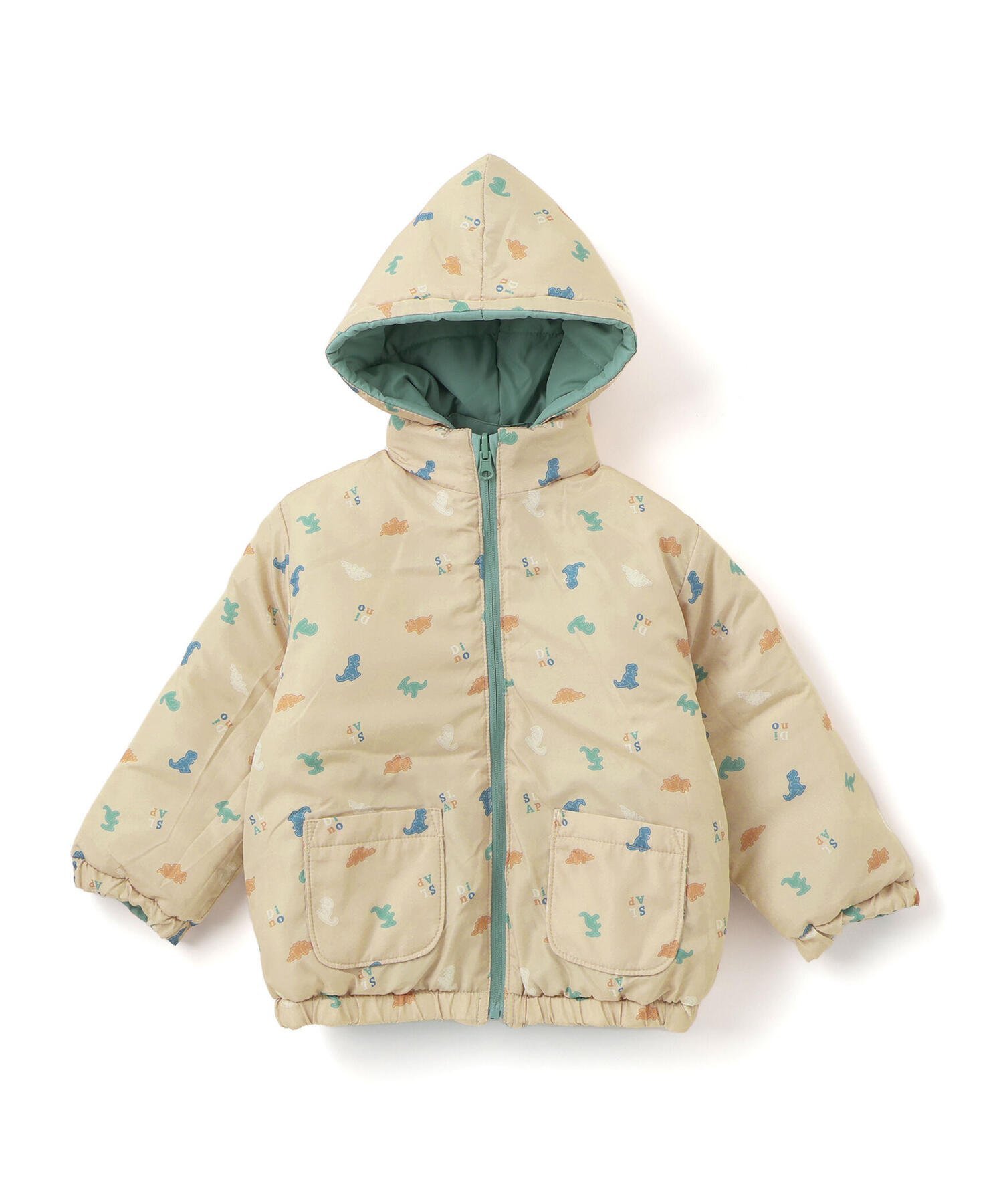 Двустороннее пальто с однотонным принтом (80–130 см) SLAP SLIP, Green x Beige — фото 3
