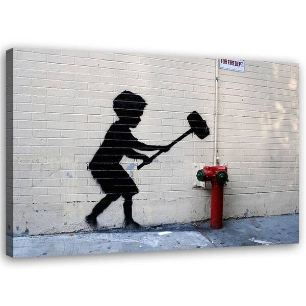 

Картины на холсте Feeby Banksy Hammer junge, серый