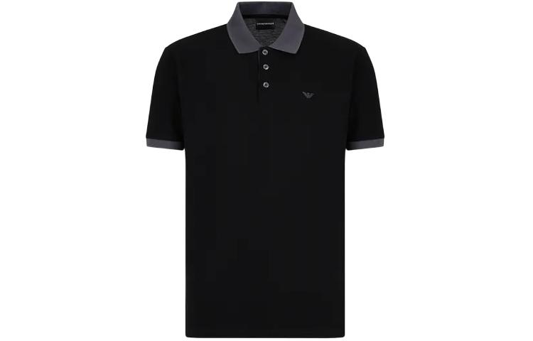 

EMPORIO ARMANI Мужская черная поло SS24, Черный, EMPORIO ARMANI Мужская черная поло SS24