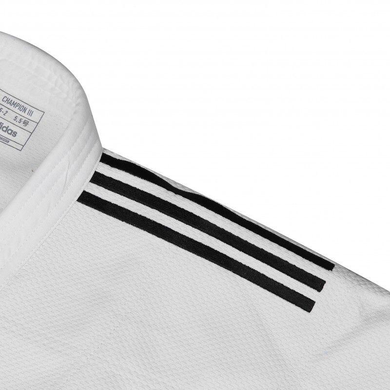 Куртка для дзюдо adidas CHAMPION III IJF - Модель 1 JIJFS-JAC, белые/черные полосы — фото 2
